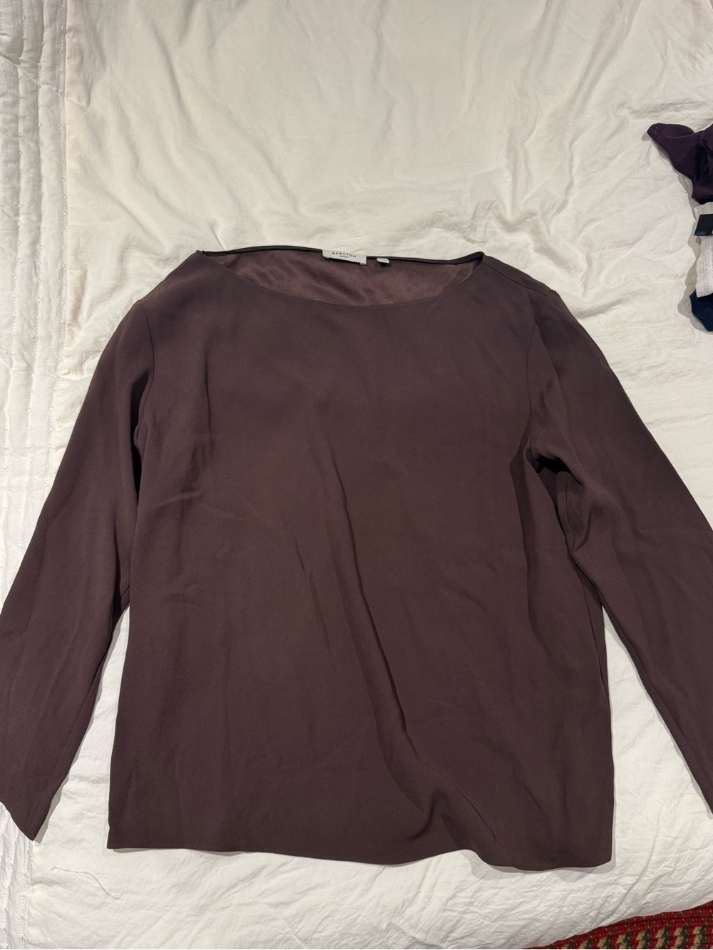 Aritzia Babaton Boatneck Long-Sleeve Blouse - Picture 2 of 4